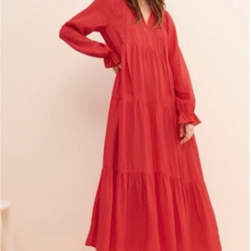 Maeve for Anthropologie Wendy Maxi Dress XSP Vibrant Red